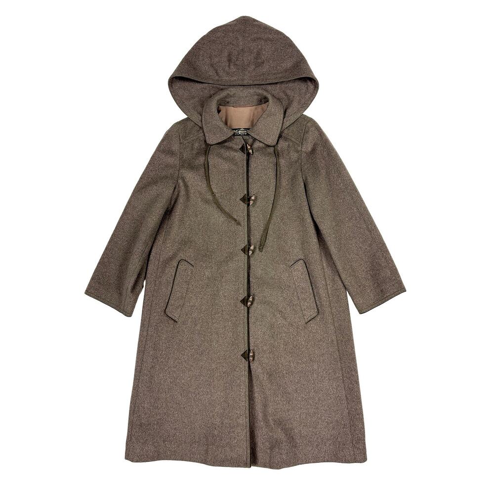 Lodenfrey Wool Toggle Coat VTG 60s 70s Women M Echt Münchener Loden Brown Hooded